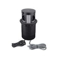 Nábytkové zásuvky, vypinače - Vestavná nábytková zásuvka MULTI BOX, 2xUSB, indukční nabíječka, 4x230V, 2x port RJ45, černá, MULTIBOX-CZ-4FR-UAC-RJ-01