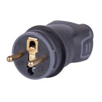 Vidlice, koncovky, flexo kabely - Vidlice gumová, 2P+T, IP44 - černá