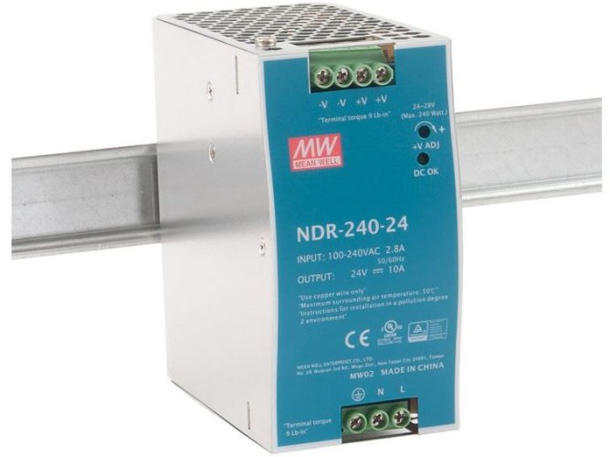Napájecí zdroje 24V - NDR-240-24 Mean Well Zdroj na DIN 240W 24V - foto 1