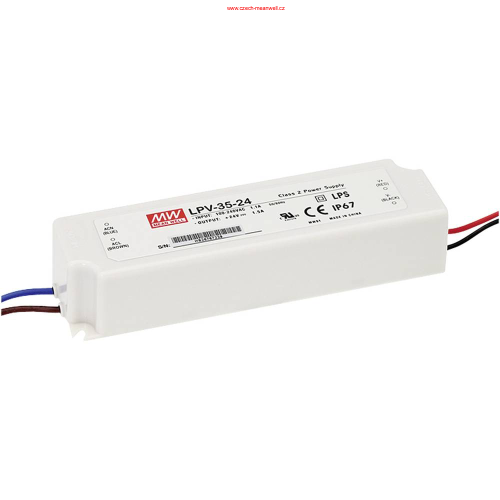 Napájecí zdroje 24V - 35W napájecí zdroj Meanwell, LPV-35-24, 24V, IP67 - foto 1
