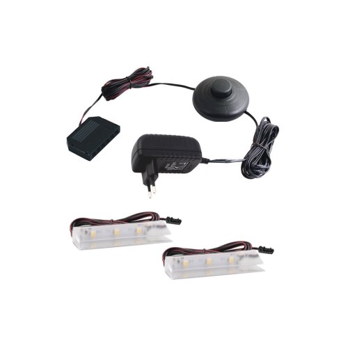 Osvětlení skleněných polic - PVC LED svítidlo pro osvětlení skleněných polic, 2ks, 12VDC, IP20, 63x22x11 - foto 1