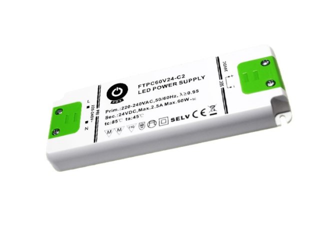 Napájecí zdroje 24V - 60W Nábytkový napájecí zdroj, FTPC60V24-C2, 24V, 2.5V, IP20, ultra slim - foto 1