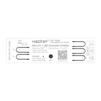 Mini jednotky - MINI LED přijímač 2v1 pro jednobarevné/CCT pásky, DC12-24V, Max 6A, 2.4GH, IP20, MR2, Mi-light