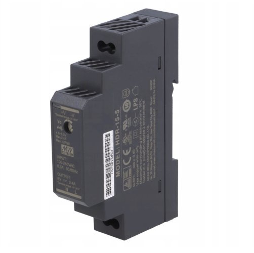 Napájecí zdroje 5V - 12W Napájecí zdroj na DIN lištu, HDR-15-5, 5V, 2,4A, IP20 - foto 1