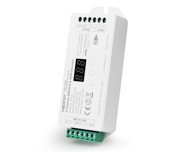 DMX512 Decoder - DMX jednotka BOXER 2v1 s displejem, 2 kanály, 12-24VDC, 10A, D2-CX, Mi-Light - foto 1