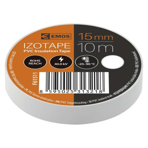 Tmely, lepící pásky, bužírky, kotvící materiál - Izolační páska PVC 15mm / 10m bílá - foto 1