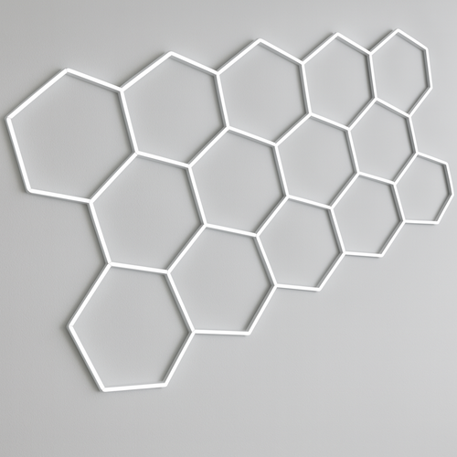 Garážové HEXAGONY - LED stropní osvětlení 14 HEXAGON, 456W, 54720 Lm, 6000 K, OP16805 - foto 1