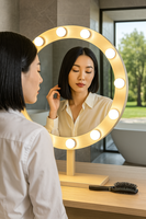 Osvětlení na zrcadla - Sada 12 bílých žárovek BUMI s napájecím zdrojem a nožním spínačem