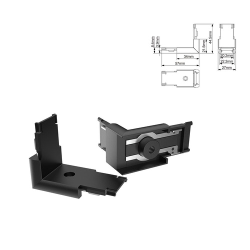 Lišty a konektory MAG26 - Rohový vodivý konektor svislý pro ultra tenkou magnetickou kolejnici, systém 26, HV-26B, MI-Light - foto 1