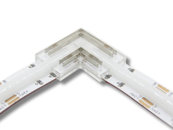Přislušenství pro LED pásky - Rohová spojka pro spojení 10 mm RGB COB LED pásků, 4 piny, 5A - foto 1