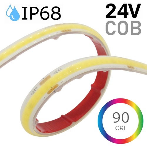 Jednobarevné LED pásky 12V, 24V, 48V, 230V - IP68 vodotěsný LED pásek 10W COB, 24V, 10mm, 320LED/m, IP68 - foto 1