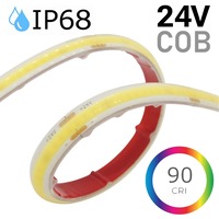 Jednobarevné LED pásky 12V, 24V, 48V, 230V - IP68 vodotěsný LED pásek 10W COB, 24V, 10mm, 320LED/m, IP68
