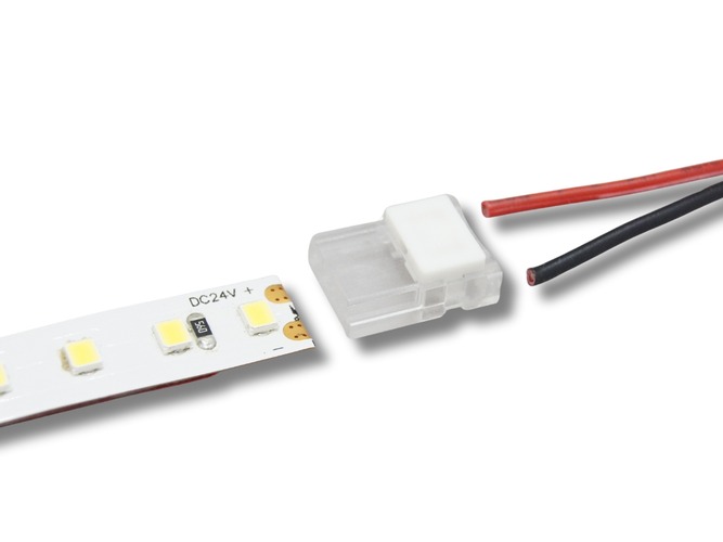 Přislušenství pro LED pásky - Napájecí přípojka pro spojení 10 mm jednobarevného LED pásku a kabelu, 2 piny, 4A - foto 1