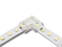 Přislušenství pro LED pásky - Rohová spojka pro spojení dvou 10 mm jednobarevných LED pásků, 2 piny, 6A