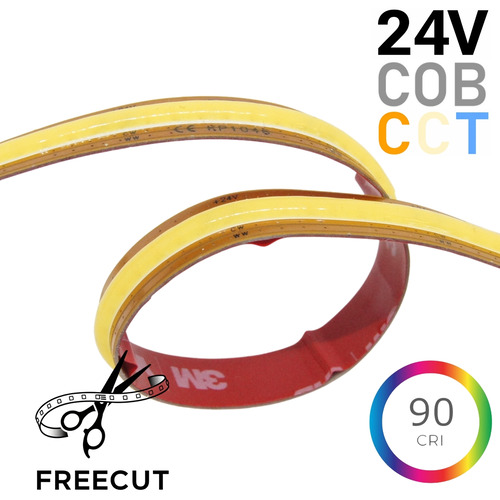 Dvoubarevné LED pásky - CCT - LED pásek CCT FREECUT COB, 1800-4000K, 24V, 15W/m, CRI90, IP20 - foto 1