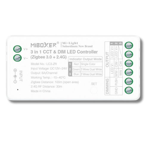 S Série - LED přijímač 3v1 pro CCT LED pásky a stmívání, Zigbee 3.0 + 2.4GHz RF, 12–24 V DC, 10 A, Mi-Light, LC3-ZR - foto 1