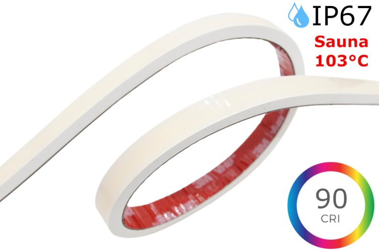 Jednobarevné LED pásky 12V, 24V, 230V - SAUNA 10W COB pásek, 103°C, 10mm, IP67, VHB, 24VDC, 480LED, 5let záruka - foto 1