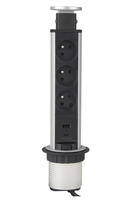 Nábytkové zásuvky - Vestavná, výsuvná zásuvka LIFT-BOX 3x230V černá, LIFTBOX-AL-3FR-UAC-01