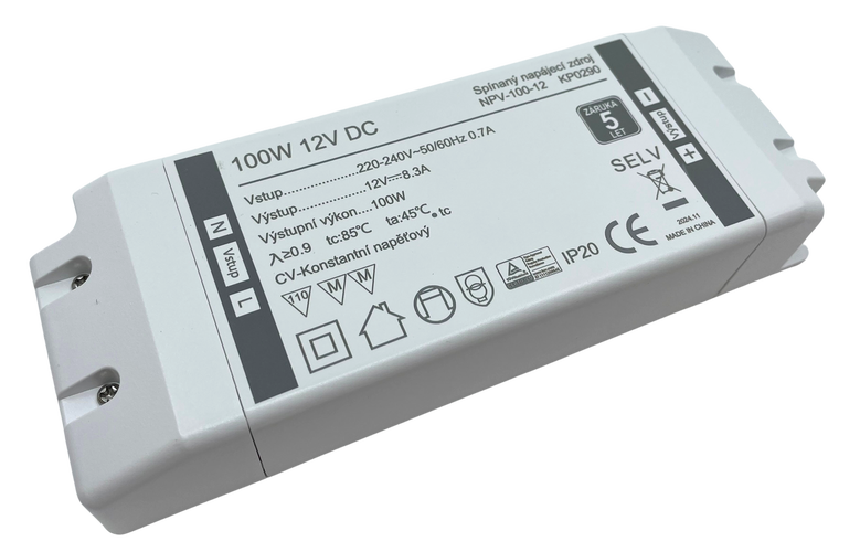 Napájecí zdroje 12V - Profesionální 100W napájecí zdroj NPV-100-12, 12V, kryté svorky, 5 let záruka - foto 1