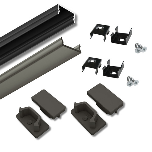 Kompletní SETY LED profilů - Set LED profilu AVA BASELYTE-10 LOW s příslušenstvím, černý - foto 1