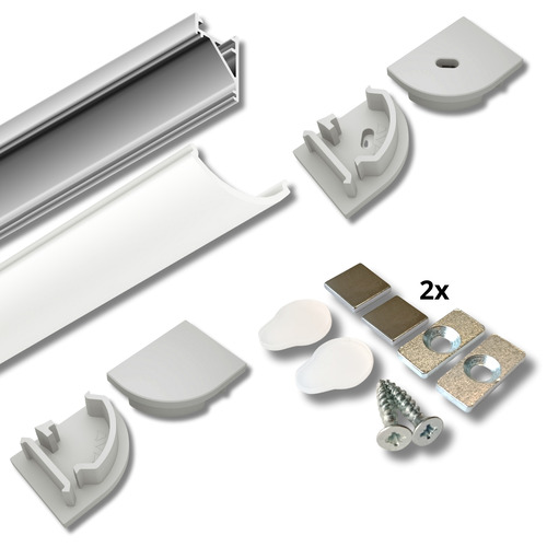 Kompletní SETY LED profilů - Set LED profilu AVA MAGLYTE-10 ANGULAR s příslušenstvím, stříbrný - foto 1