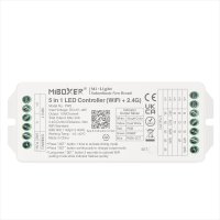 Power jednotky - LED přijímač 5v1 pro jenobarevné/CCT/RGB/RGBW/RGB+CCT LED pásky, Wifi+2,4GHz, DC 12-48 V, Max.20 A, PW5, Mi-Light