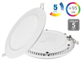 LED panely kruhové - 18W LED panel 95X kulatý, PROFI, 5CCT, bílý, 5let záruka