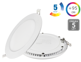 LED panely kruhové - 12W LED panel 95X kulatý, PROFI, 5CCT, bílý, 5let záruka