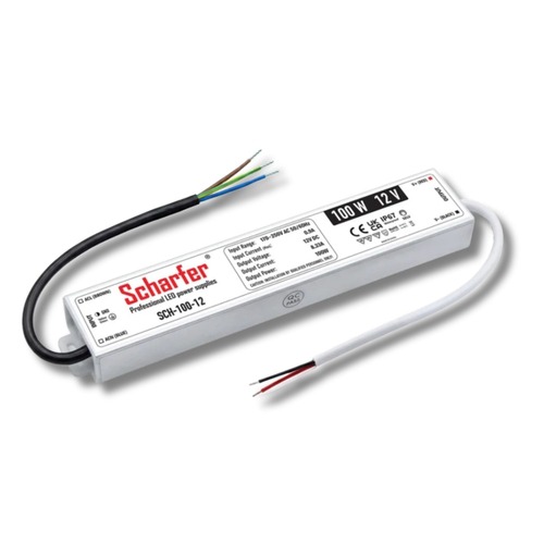 Napájecí zdroje 12V - LED napájecí zdroj Scharfer, 12V, 100W, 8,33A, IP67, SLIM, 7 let záruka - foto 1