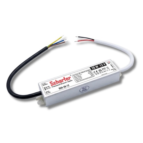 Napájecí zdroje 12V - LED napájecí zdroj Scharfer, 12V, 20W, 1,67A, IP67, SLIM, 7 let záruka - foto 1