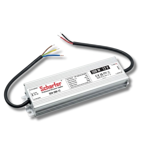 Napájecí zdroje 12V - LED napájecí zdroj Scharfer, 12V, 200W, 16,7A, IP67, SLIM, 7 let záruka - foto 1