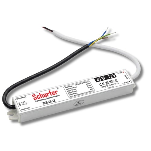 Napájecí zdroje 12V - LED napájecí zdroj Scharfer, 12V, 45W, 3,75A, IP67, SLIM, 7 let záruka - foto 1