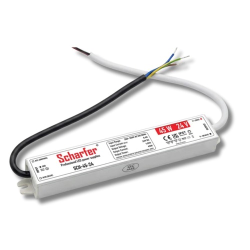 Napájecí zdroje 24V - LED napájecí zdroj Scharfer, 24V, 45W, 1,87A, IP67, SLIM, 7 let záruka - foto 1