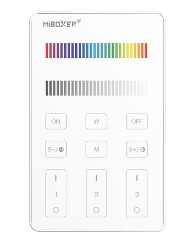 Dálkové ovladače na stěny, stolní ovladače - Dotykový panel RGB+CCT, 3 zóny, 2 x AAA, U3, Mi-Light - foto 1