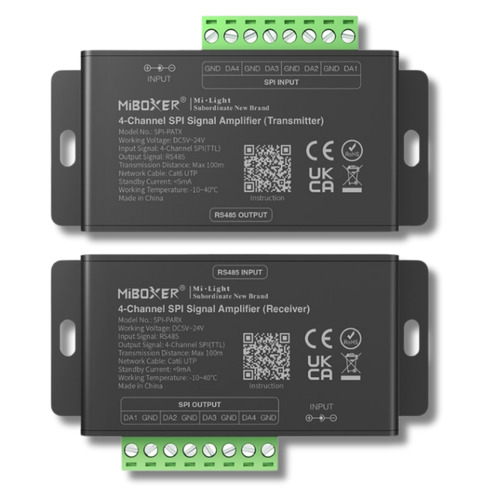 Digitální SPI jednotky - SPI digitální zesilovač 4kanálový pro LED pásky, Cat6a, 5–24 VDC, A, Mi-light, SPI-PA+ - foto 1
