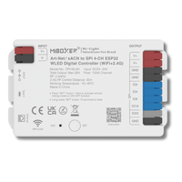 WLED série - WLED ovladač pro adresovatelné SPI LED pásky, 4 kanály, WiFi/Ethernet/2.4GHz, Art-Net/sACN, DC 5-24V, , Mi-Light, SPI-WL4H