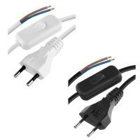 Vidlice, koncovky, flexo kabely - Flexo šňůra PVC 2x 0,75mm2 s vypínačem, 3m