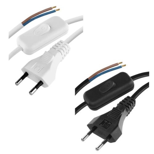 Vidlice, koncovky, flexo kabely - Flexo šňůra PVC 2x 0,75mm2 s vypínačem, 3m - foto 1