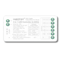 Přijímače, stmívače - LED přijímač 5v1pro jenobarevné/CCT/RGB/RGBW/RGB+CCT LED pásky, 2,4GHz, DC 12-24 V, 12A, Mi-Light, SR5