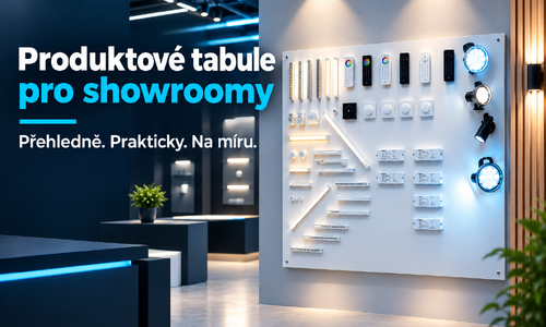 Produktové tabule pro showroomy, prodejny a designová studia